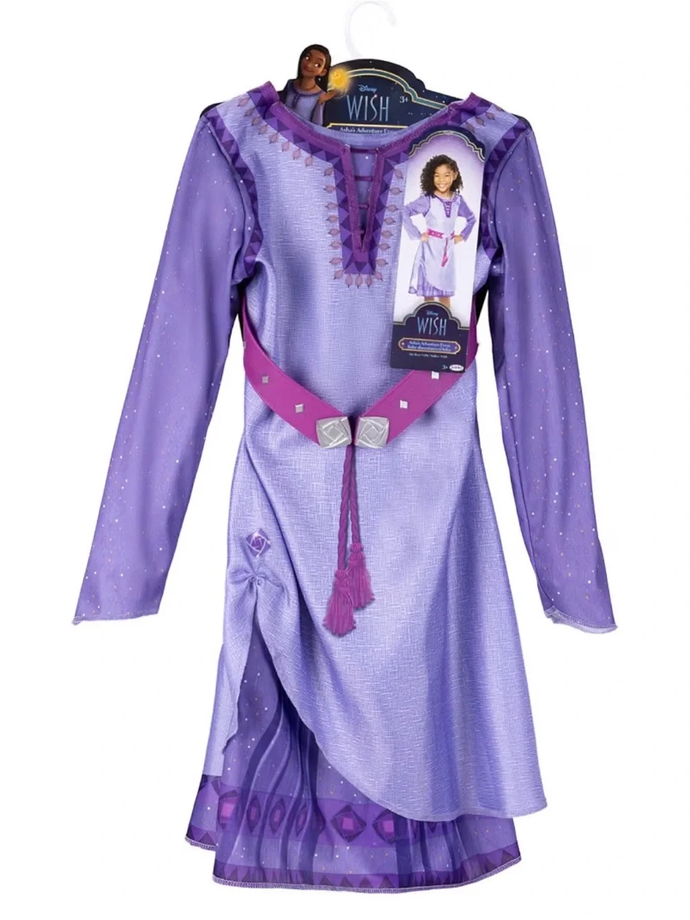 Disney Wish Asha’s Adventure Dress Purple Costume with Pink Belt
